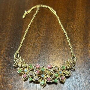 SALE!!! Beautiful vintage gold tone and multicolored crystal adjustable choker.